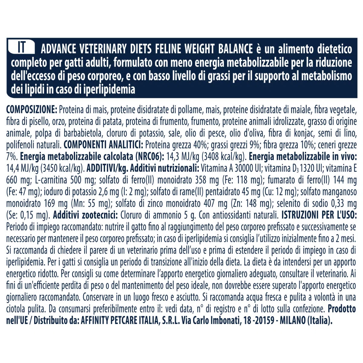 Advance Diets Cat Weight Balance 1,5kg Advance Diets Cat Weight Balance 1,5kg